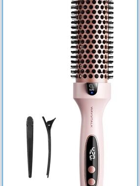 Wavytalk Pink Hot Air Styling Brush with Sectioning Clips